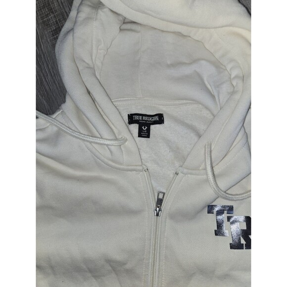 True Religion Men's Classic Buddha Logo Core Full Zip Up Hoodie Fleece Size L - Picture 2 of 6